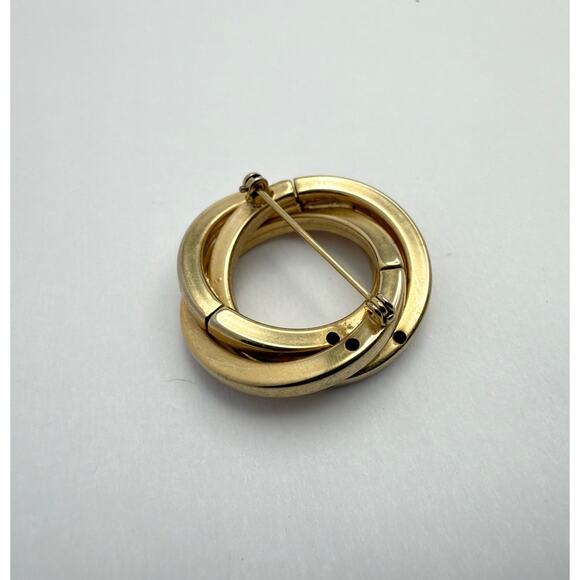Vintage 80s Modernist "Trinity" Knot Brooch Gold & Silver Tone - Picture 4 of 8